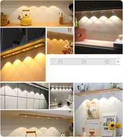 Silver Under Cabinet Light 2 Packs,11.81 Inch Slim LED Motion Sensored Light,2 Beads USB Rechargeable Under Counter Lights for Kitchen Shelf Wardrobe Closet