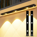 Silver Under Cabinet Light 2 Packs,11.81 Inch Slim LED Motion Sensored Light,2 Beads USB Rechargeable Under Counter Lights for Kitchen Shelf Wardrobe Closet