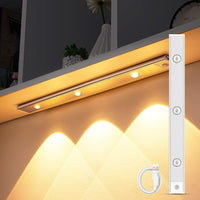 Silver Under Cabinet Light 2 Packs,11.81 Inch Slim LED Motion Sensored Light,2 Beads USB Rechargeable Under Counter Lights for Kitchen Shelf Wardrobe Closet