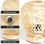 Bambou Tressé Lampe De Chevet, BohèMe Lampe De Bureau Base En Bois Faite à La Main CréAtive E27 DéCorative Lampe Bureau Pour Chambre à Coucher Salle à Manger FêTe De Mariage IntéRieur Ou ExtéRieur